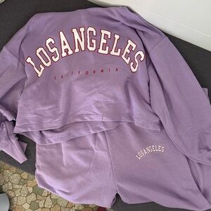 Zara Lavender Cropped Sweatshirt and Pants Set, Women’s M